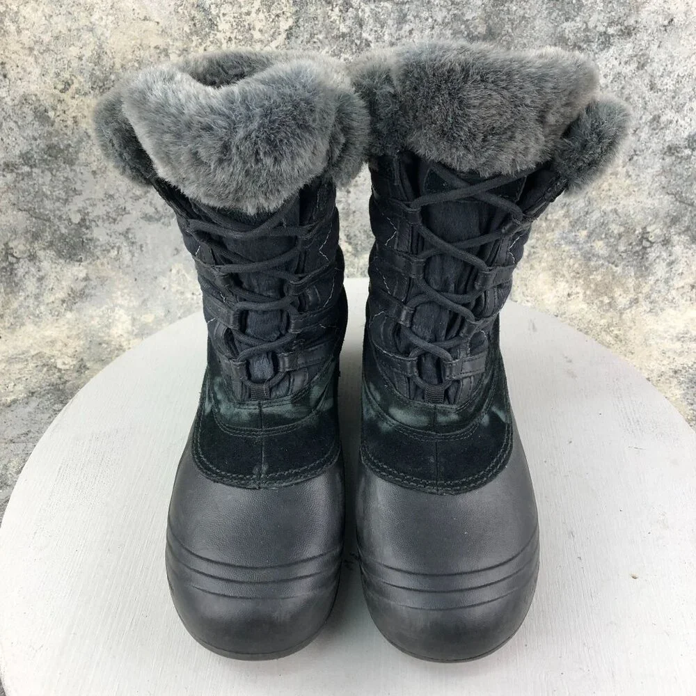 Columbia Women's Size 7.5 Sierra Summette Black Leather Faux Fur Winter Boots